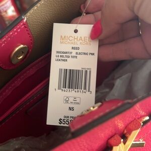 Authentic Michael Kors electric pink belted tote